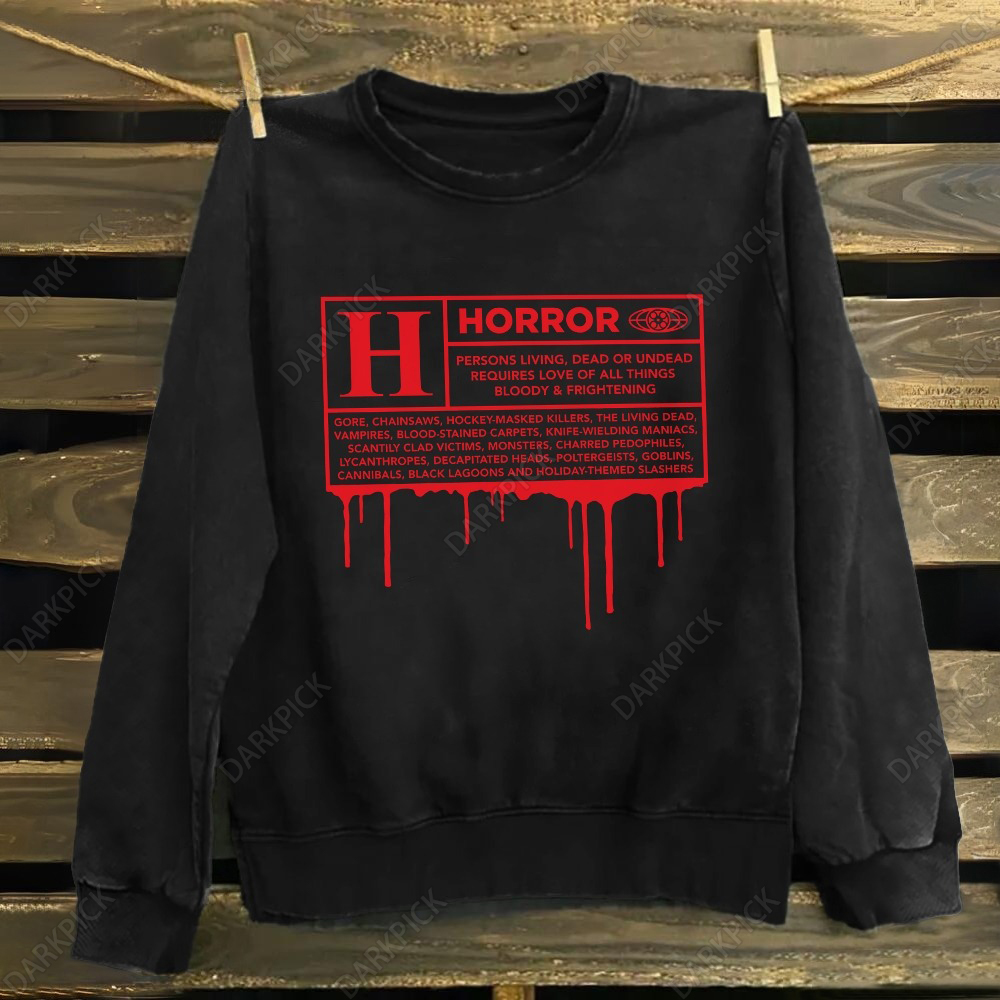 Unisex Cotton H Horror Movie Fans Sweatshirt