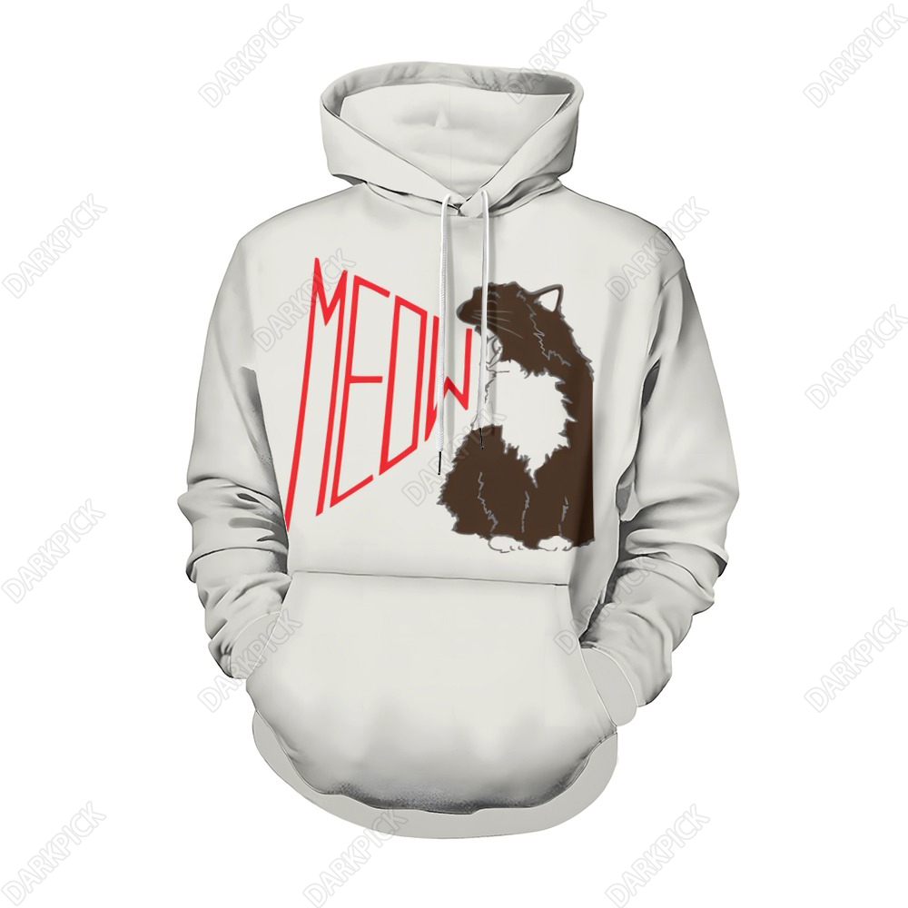 Meow Cat Print  Casual  Printed Hoodies