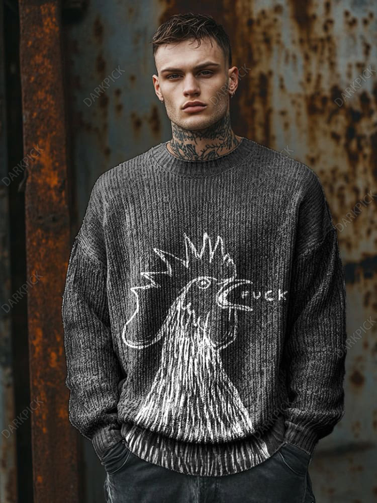 Bad Chicken Print Sweater