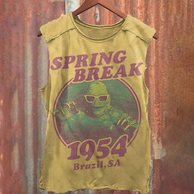 Unisex Casual  Spring Break 1954 Creature  Printed Tank Top