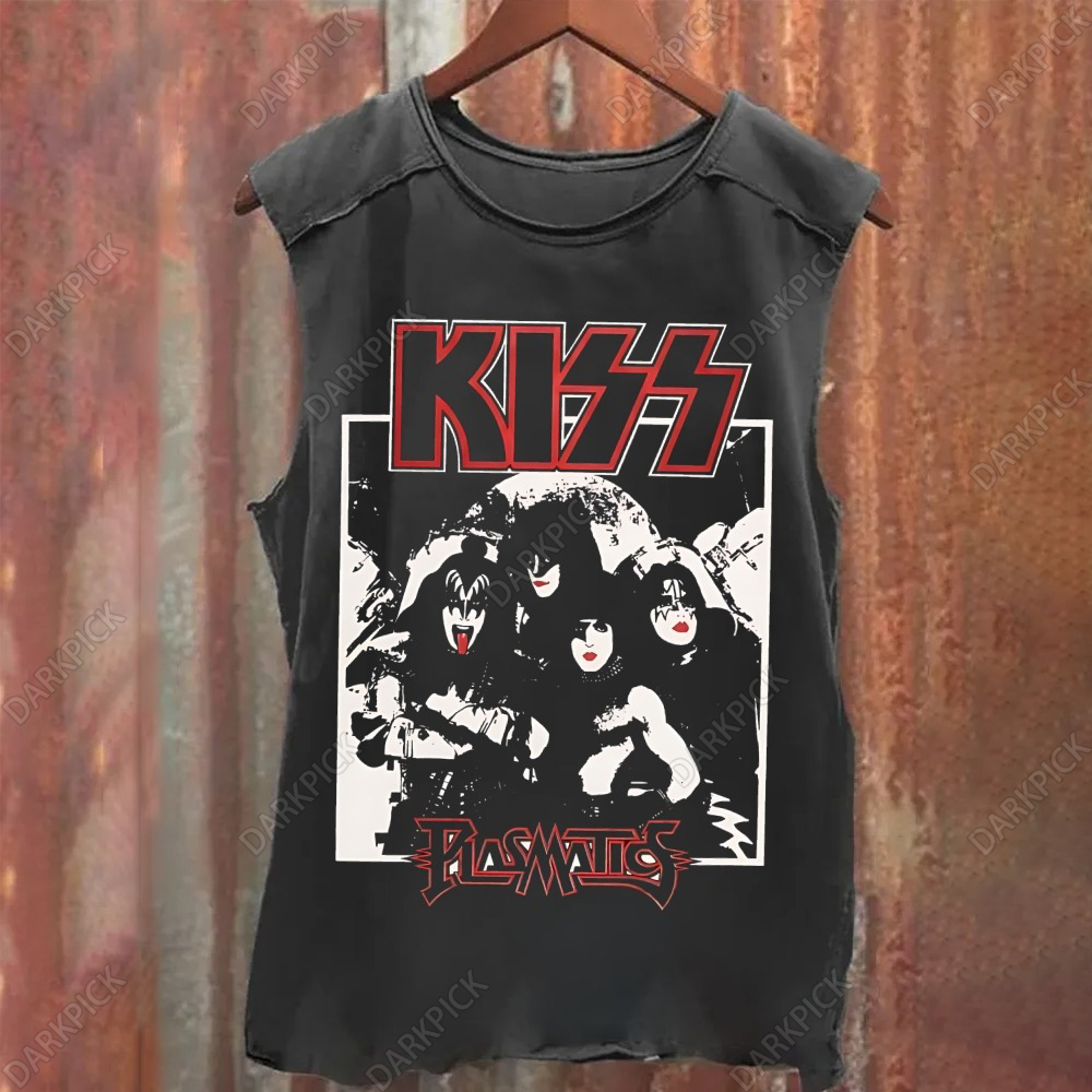 Unisex Vintage Washed Kiss Rock Heavy Metal Band Tank Top