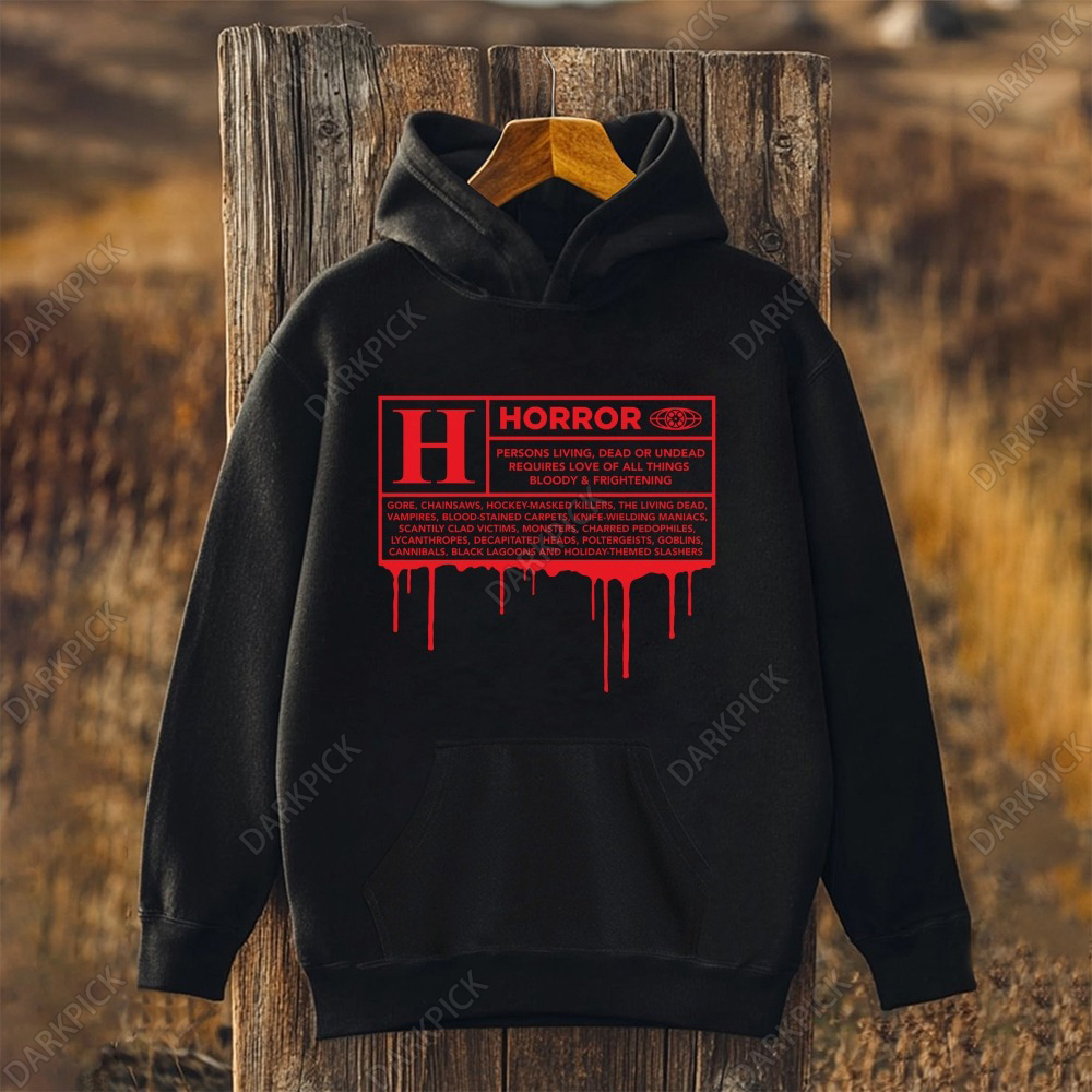 Unisex H Horror Movie Fans Printed Long Sleeve Hoodie