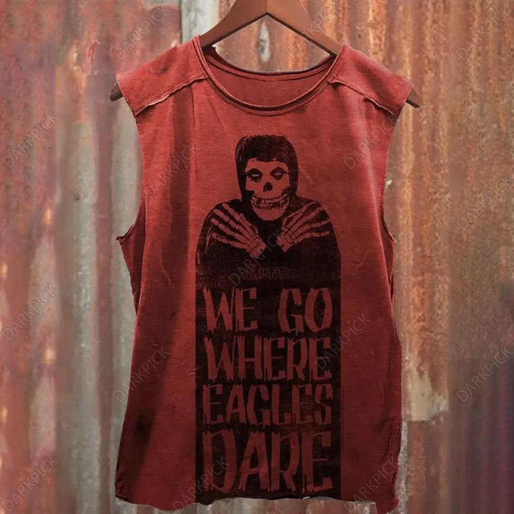 Unisex Retro Skull Print 100% cotton Casual Tank Top