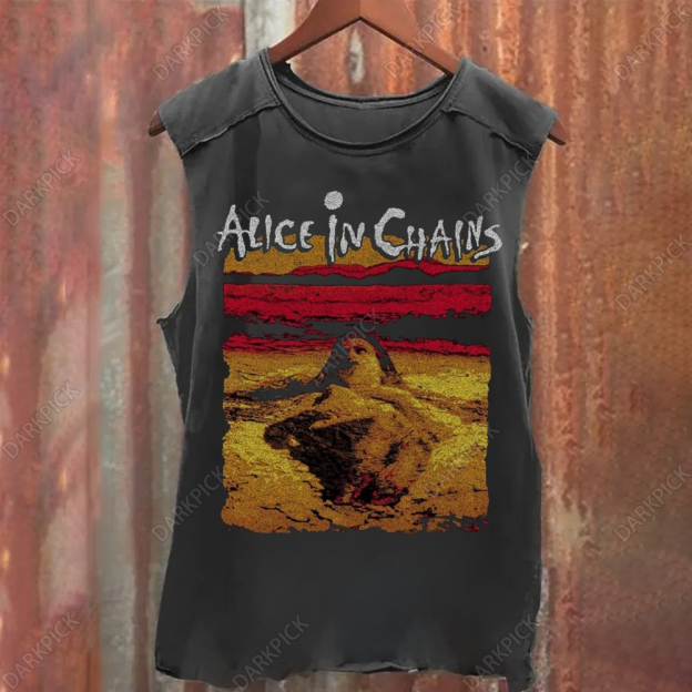Unisex Vintage Washed Alice in Chains Band Tank Top