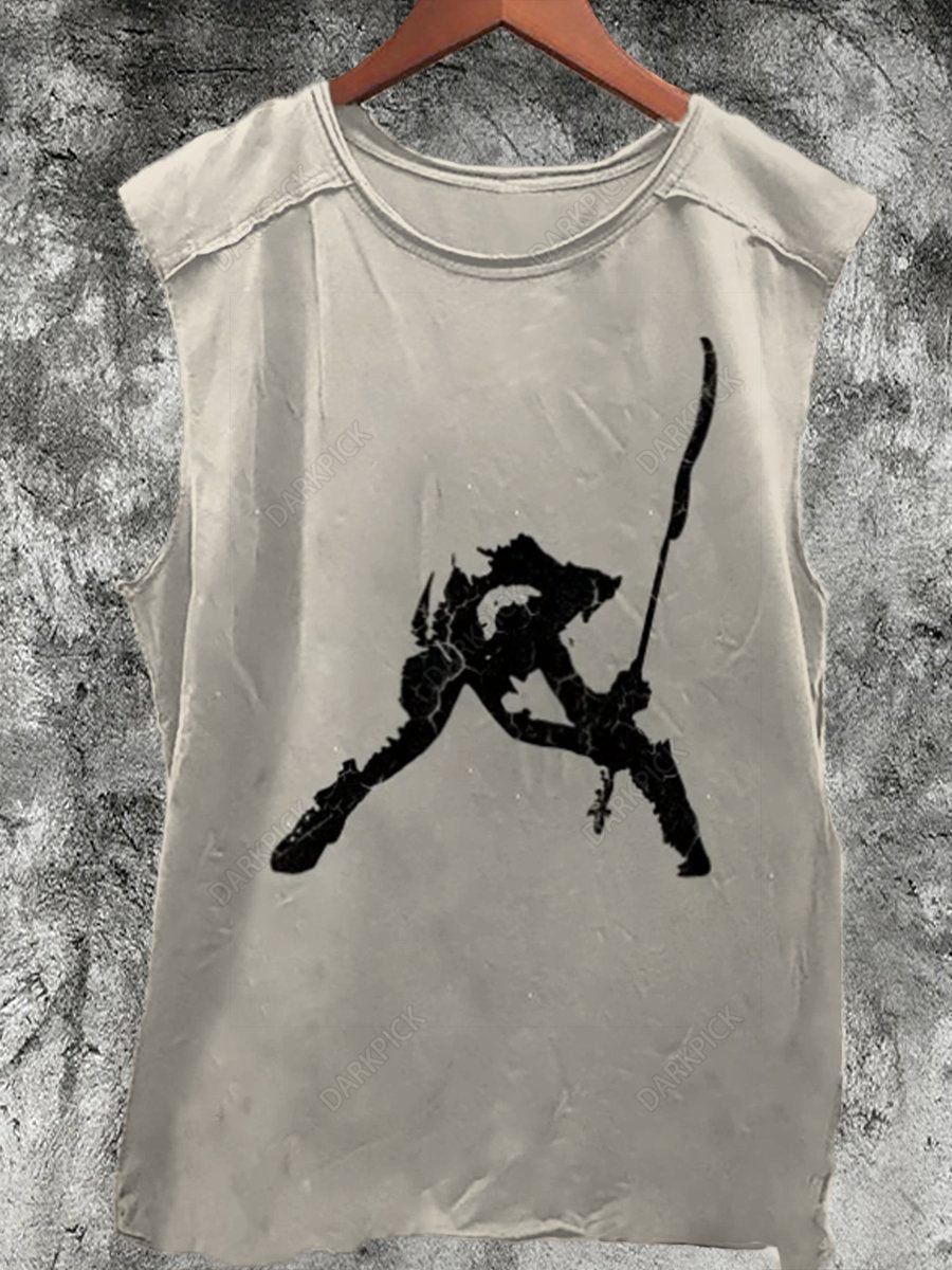 London Calling Distressed Style Print 100% Cotton Casual Tank Top
