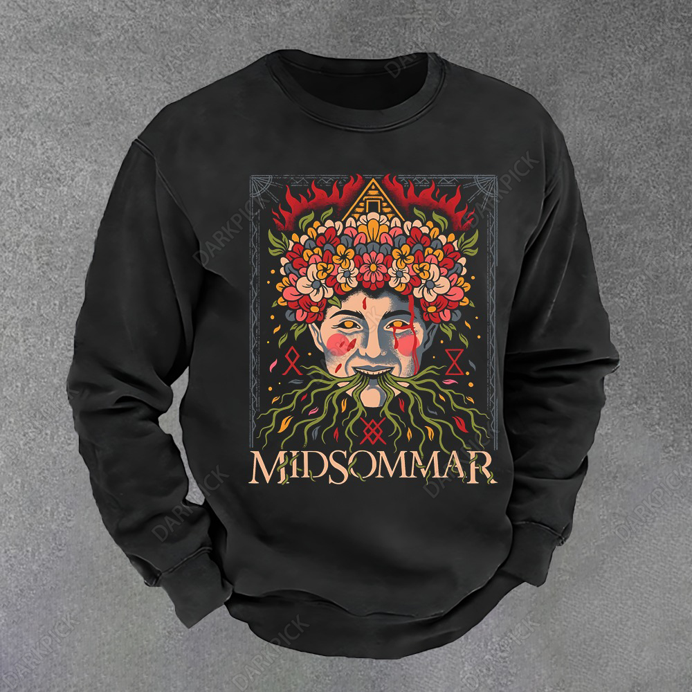 ]Unisex Vintage  Midsommar  Horror Story Print Sweatshirt