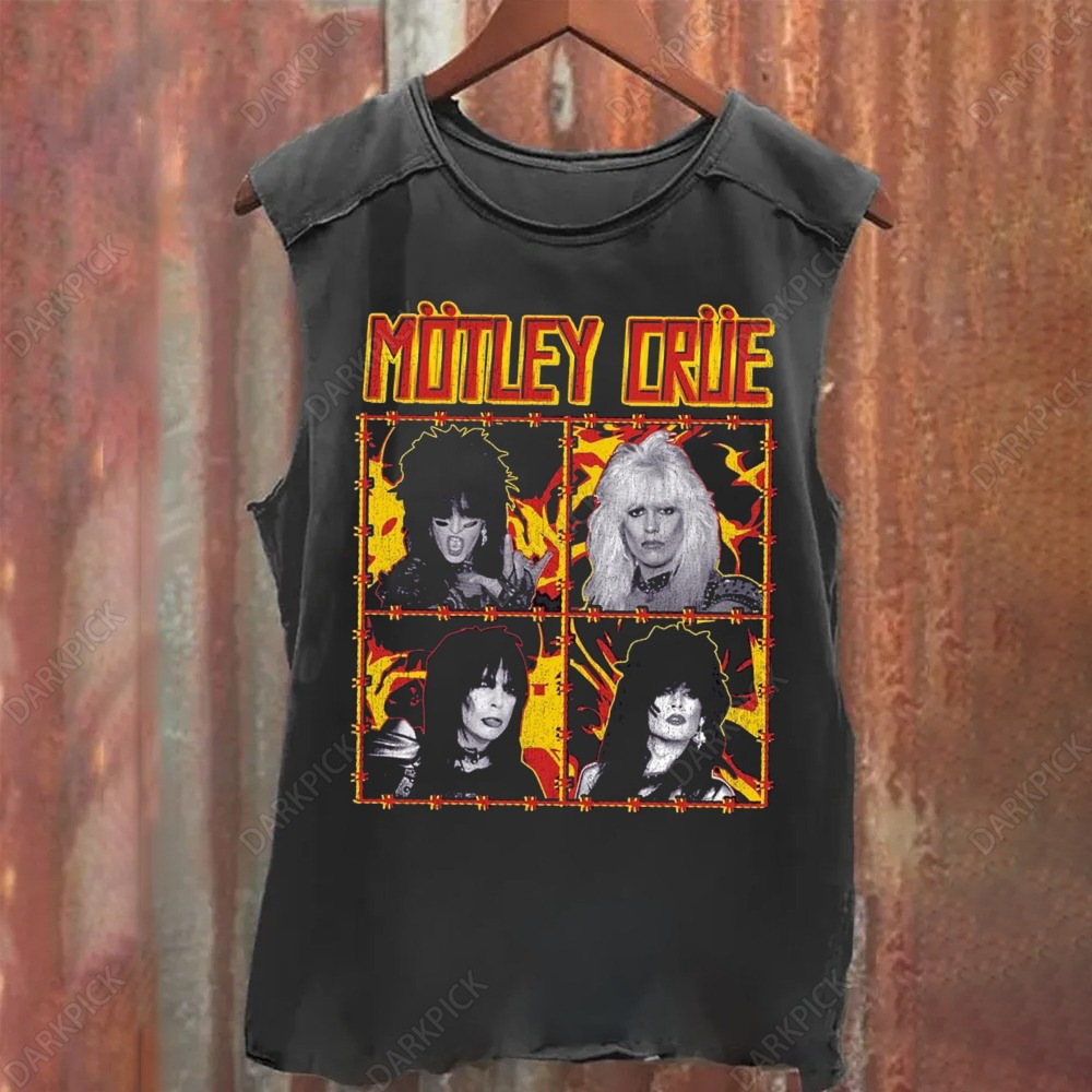 Unisex Vintage Washed Motley Crue Band Tank Top