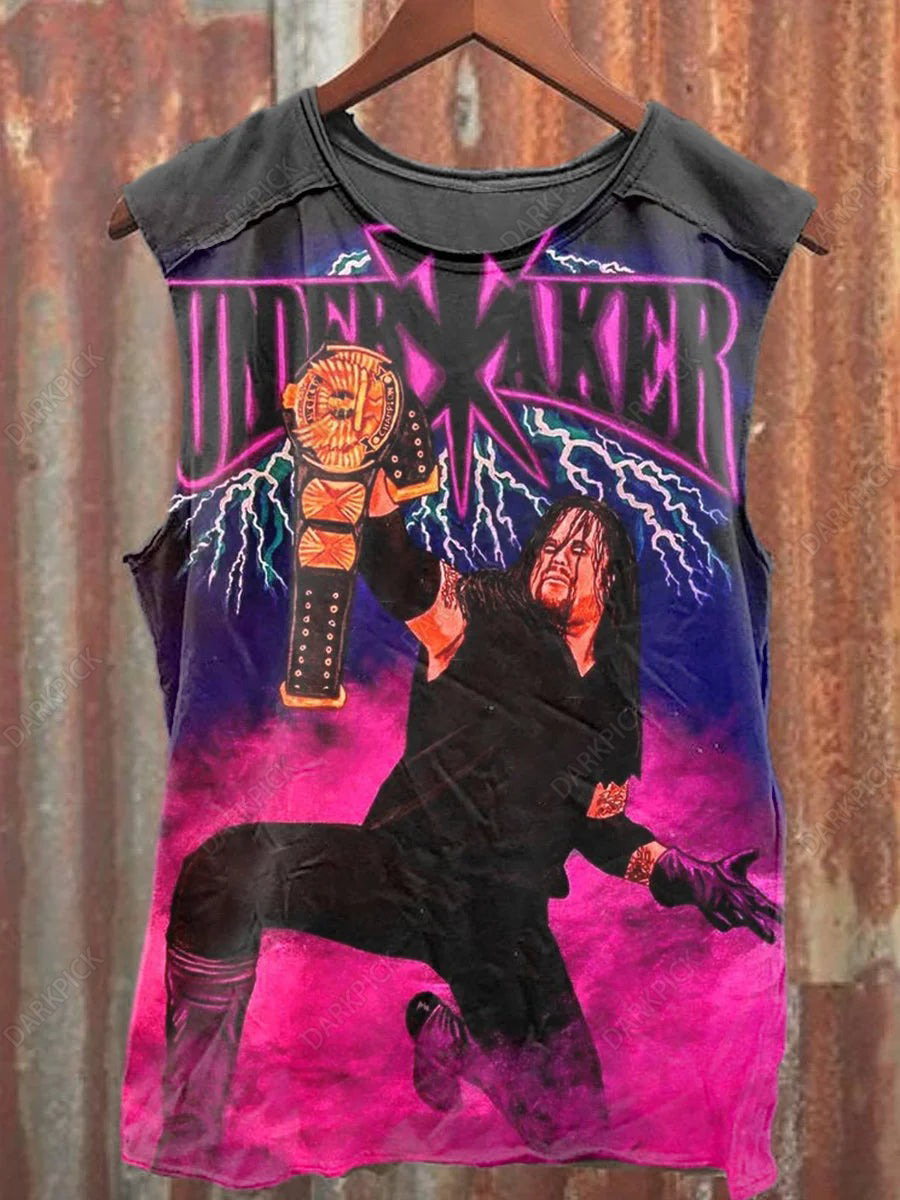 Unisex Retro Wrestling Art Illustration Printed Casual Tank Top