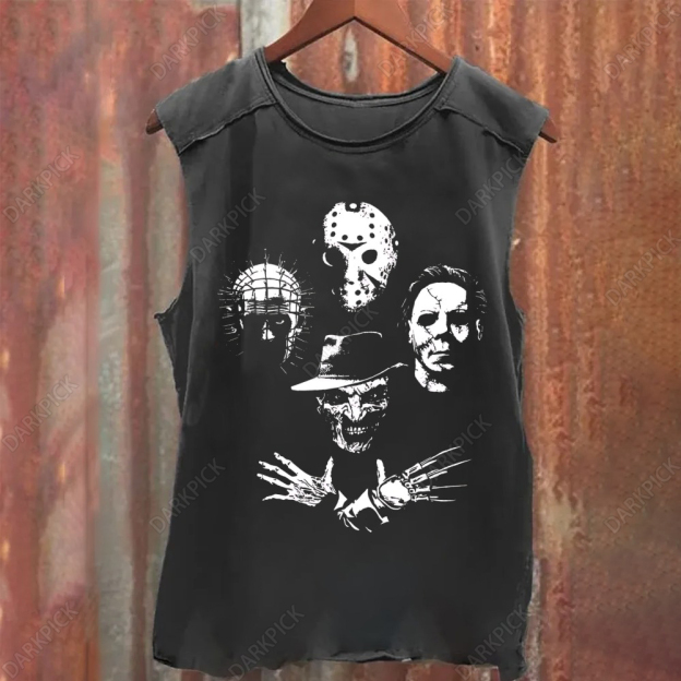 Horror Film t-Shirt Halloween Freddie Jason Hellraiser Grunge Rock Retro Black