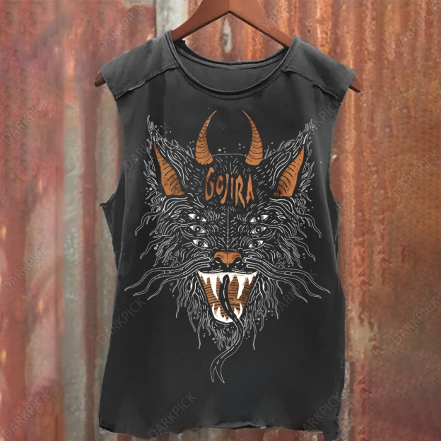 Unisex Vintage Washed Polera Musculosa Gojira Tank Top