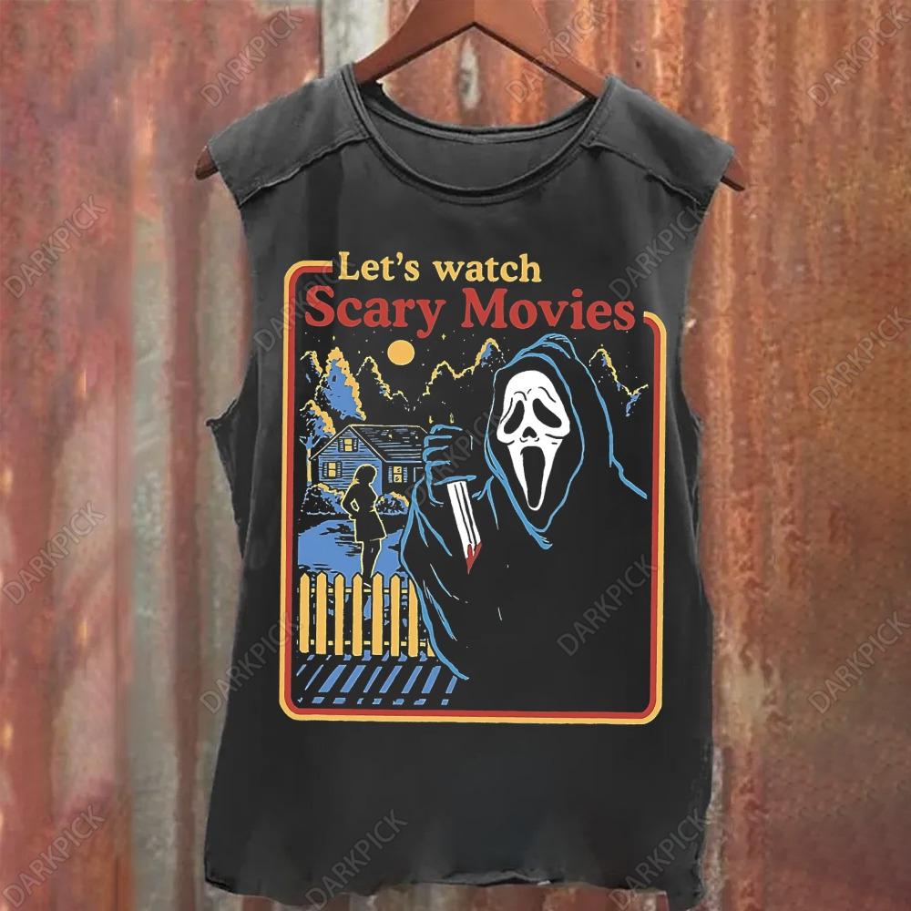 Unisex Vintage Washed  Scream Ghost Face  Tank Top