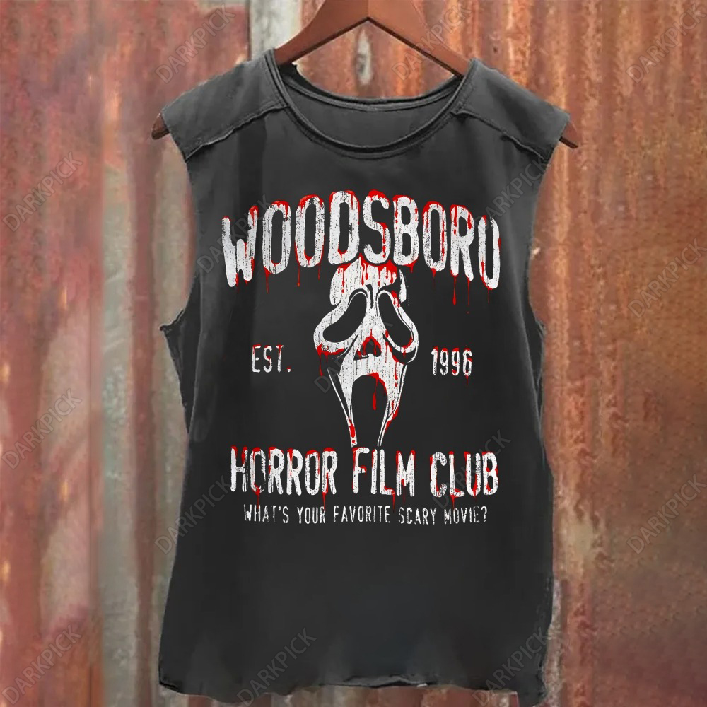 Unisex Vintage Washed  Woodsboro horror film club  Tank Top