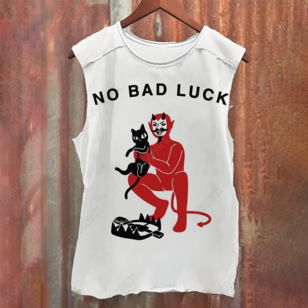 Unisex Casual No Bad Luck Cat Printed Tank Top