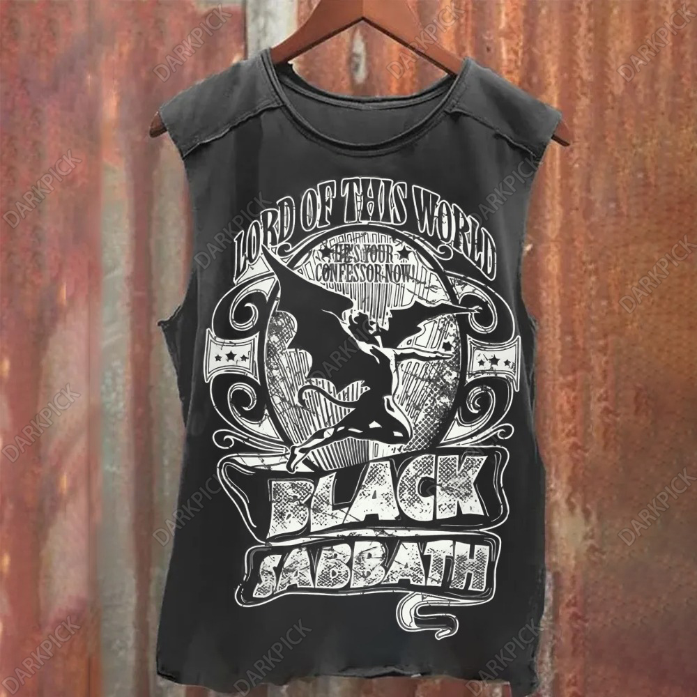 Unisex Vintage Black Sabbath white  Tank Top
