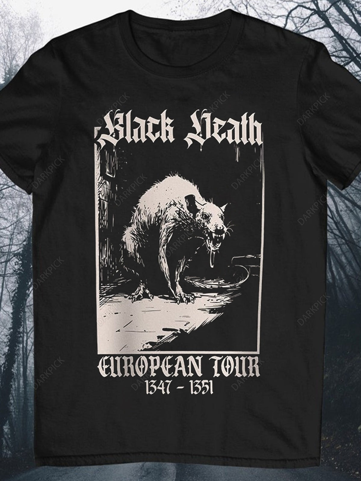 Black Death Medieval Rat Round Neck Short Sleeve Men's T-shirt