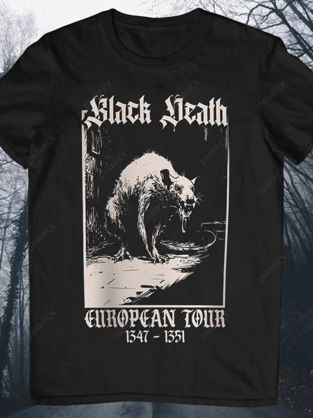 Black Death Medieval Rat Round Neck Short Sleeve Men's T-shirt