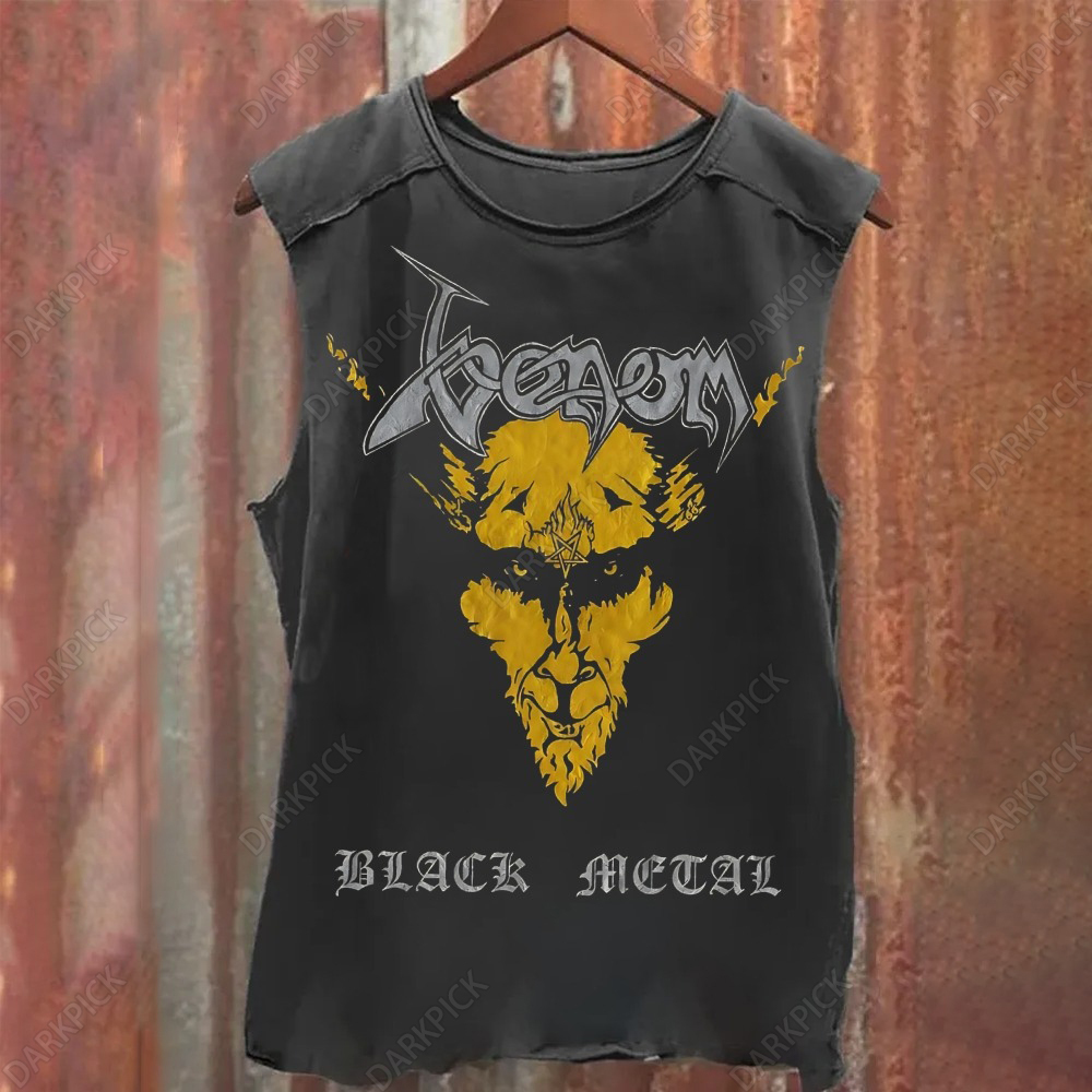 Unisex Vintage Washed Venom Black Metal Tank Top