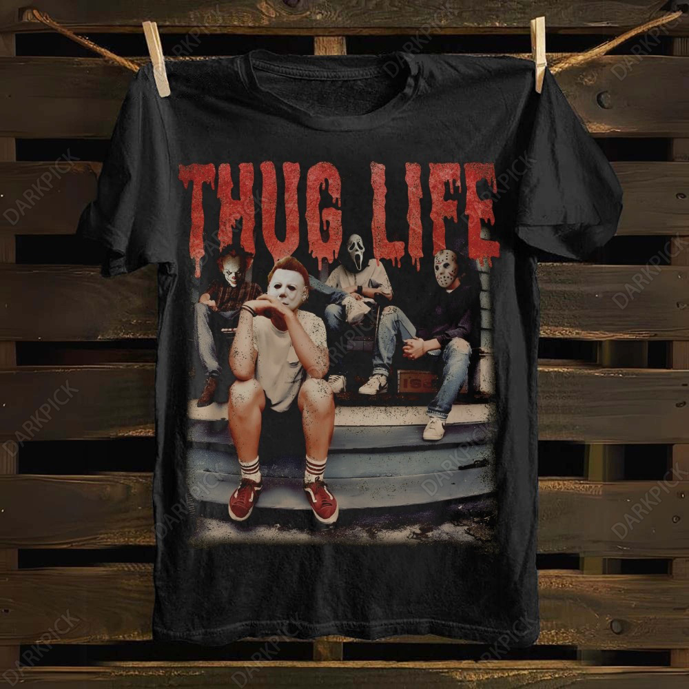 Unisex cotton Thug Life Horror Movies Halloween 2024 T-shirt
