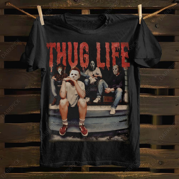 Unisex cotton Thug Life Horror Movies Halloween 2024 T-shirt