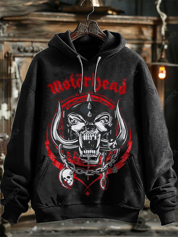 Fashion Neutral Skull Print Pattern Hooded Sweatshirt