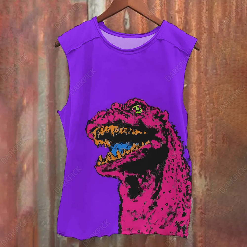 Unisex Casual Fiery Godzilla Printed Tank Top
