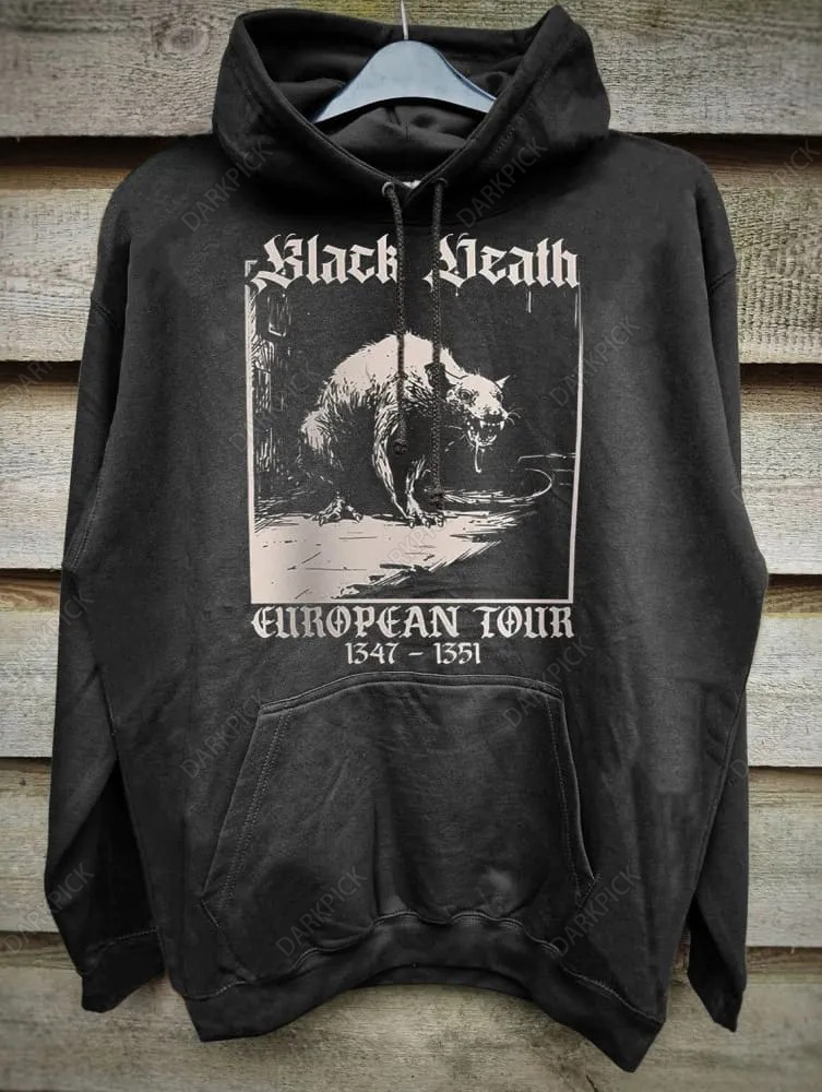 Black Death Medieval Rat Print Unisex Hoodie Sweatshirt