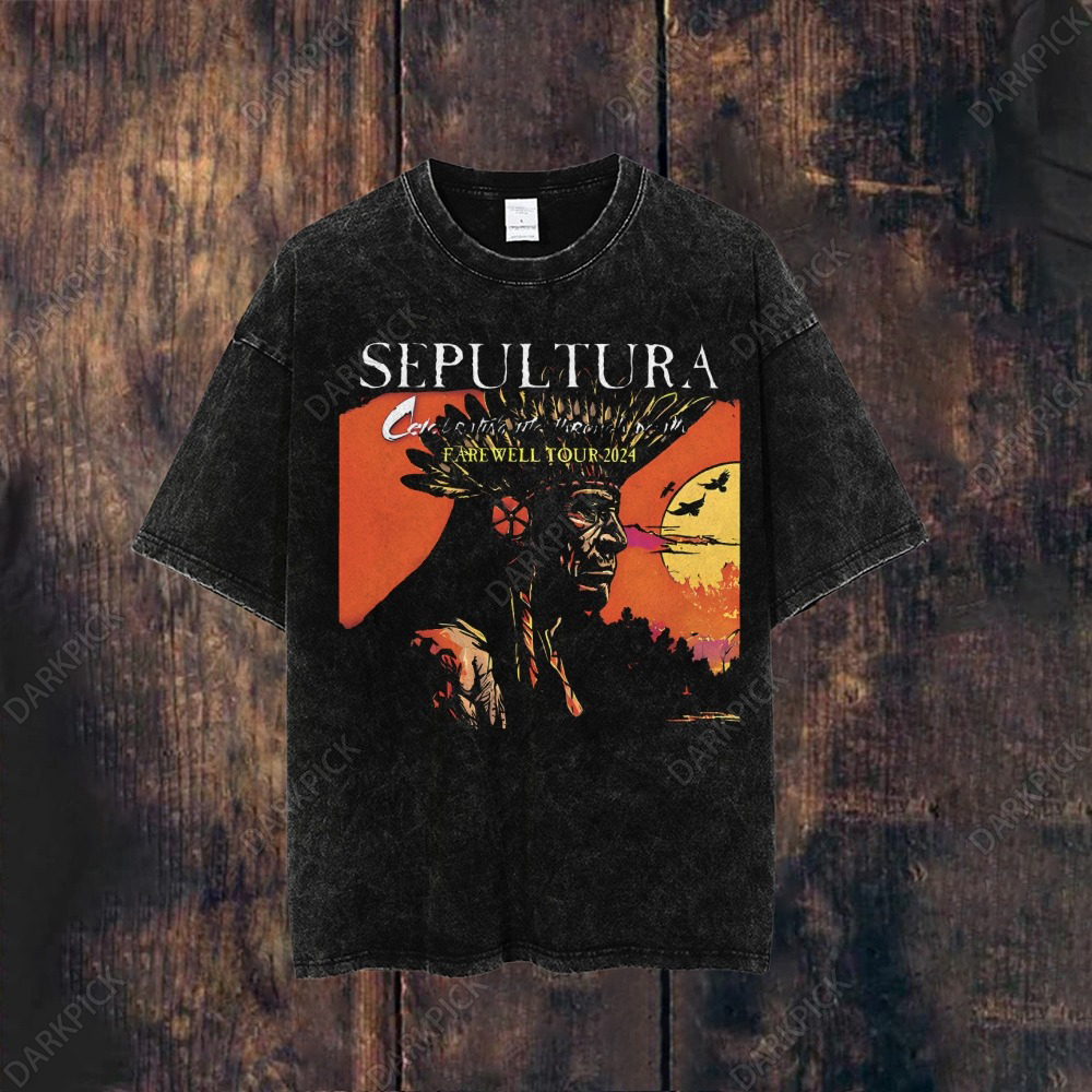 Unisex Washed Sepultura Heavy Metal Band T-shirt