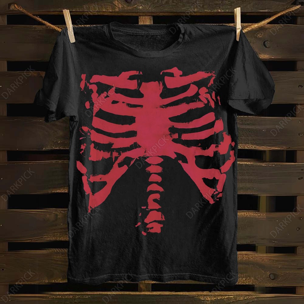 Unisex cotton  Punk Skeleton Graffiti T-shirt