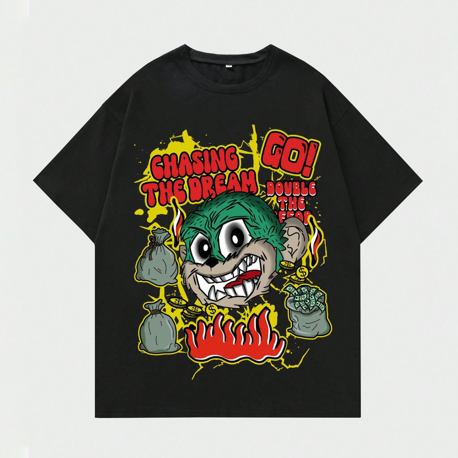 Guys Cartoon & Slogan Print cotton T-shirt