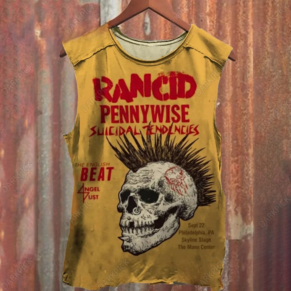 Rancid Skull Print Casual Tank Top