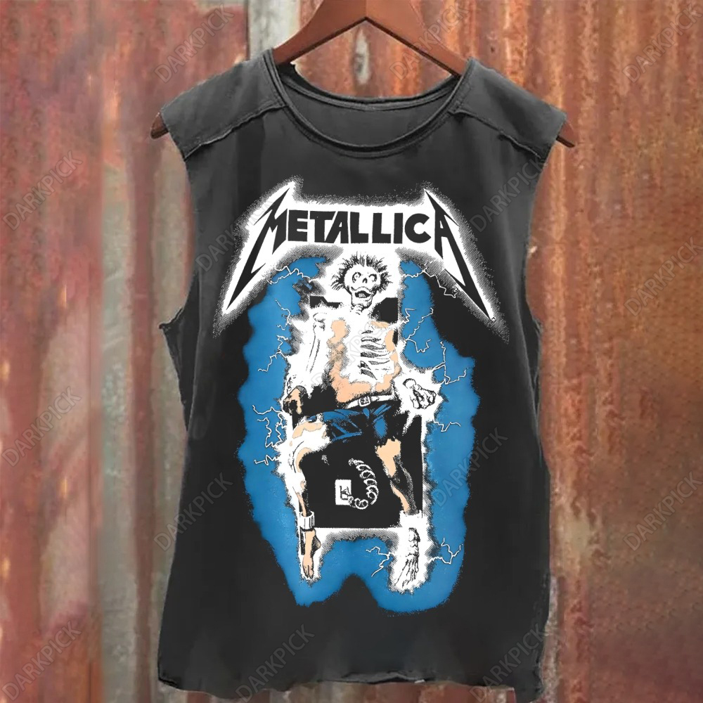Unisex Vintage Washed Metallica Heavy Metal Band Tank Top