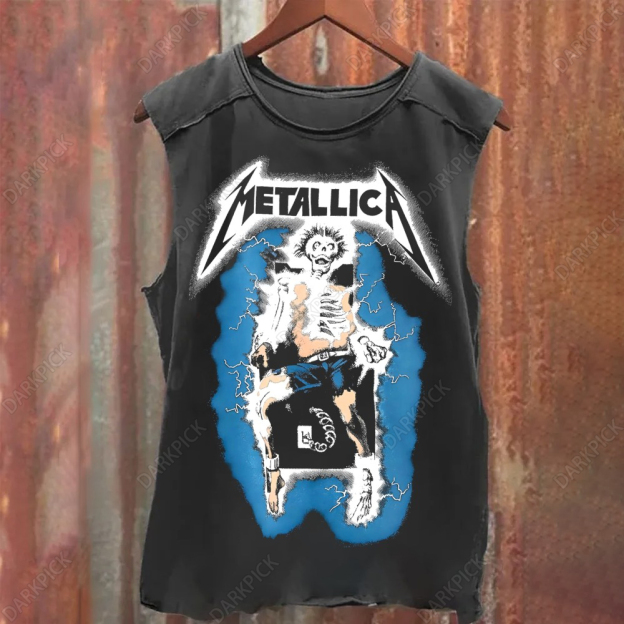 Unisex Vintage Washed Metallica Heavy Metal Band Tank Top