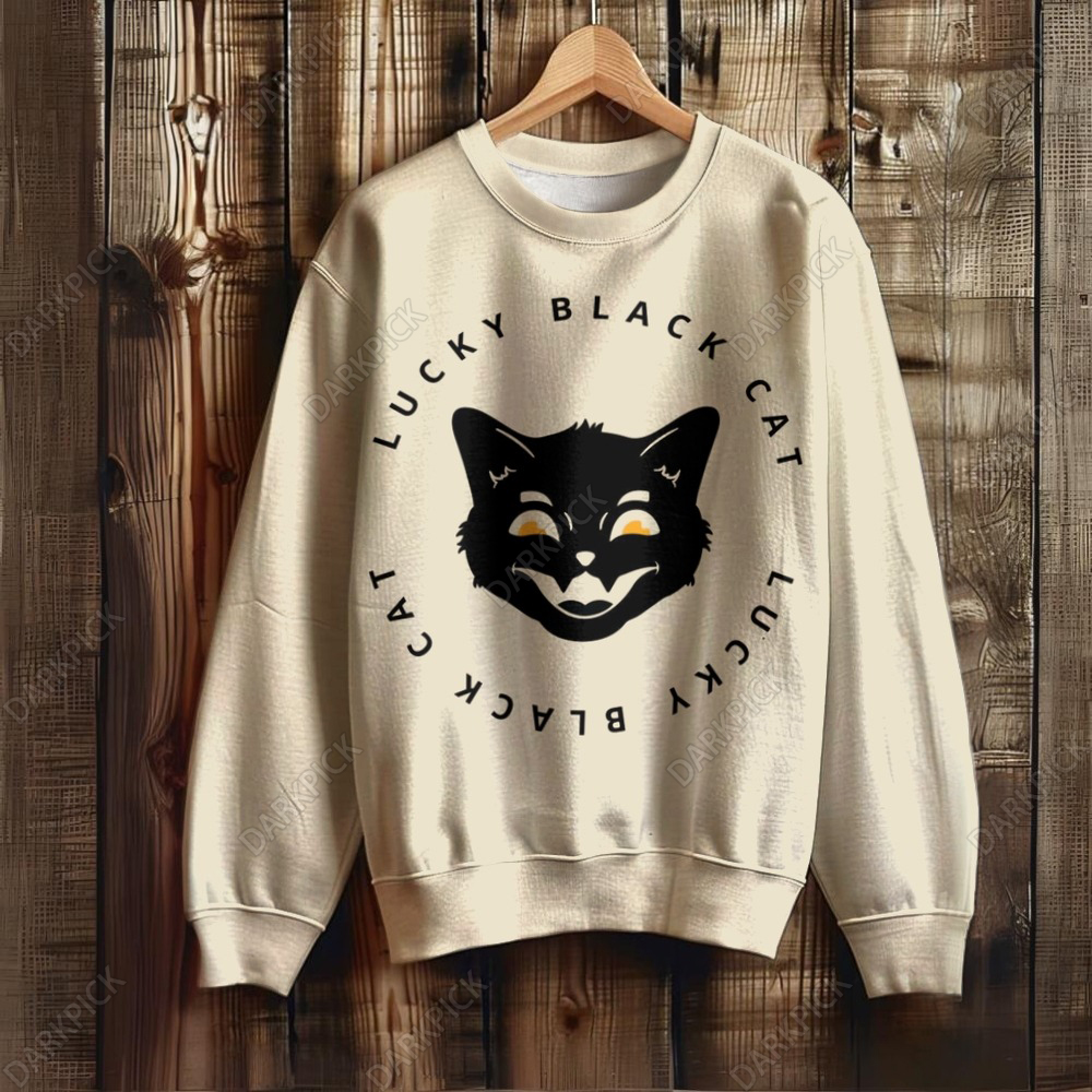 Unisex Black Lucky Cat Sweatshirt