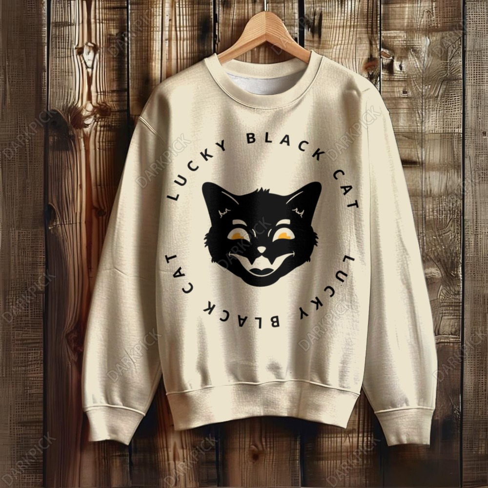 Unisex Black Lucky Cat Sweatshirt