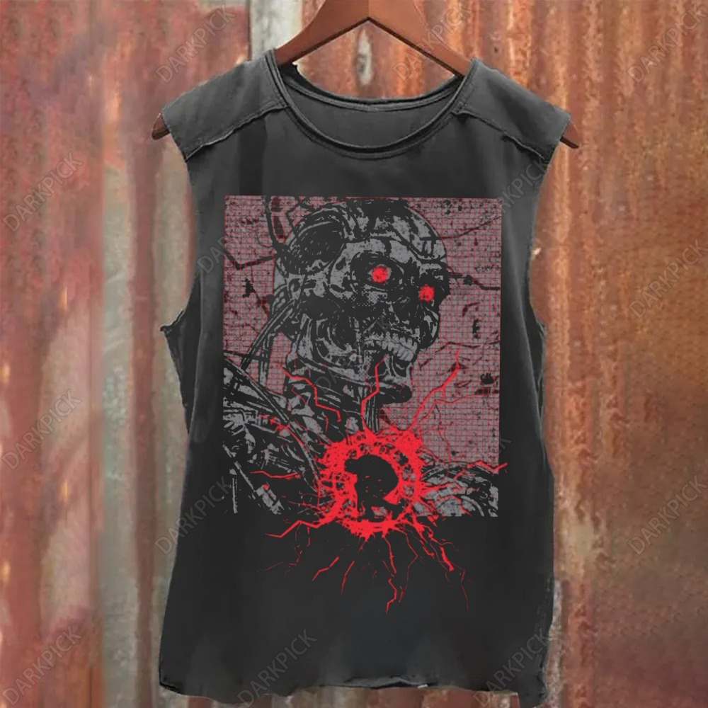 Unisex Vintage Washed The Terminator Art Tank Top