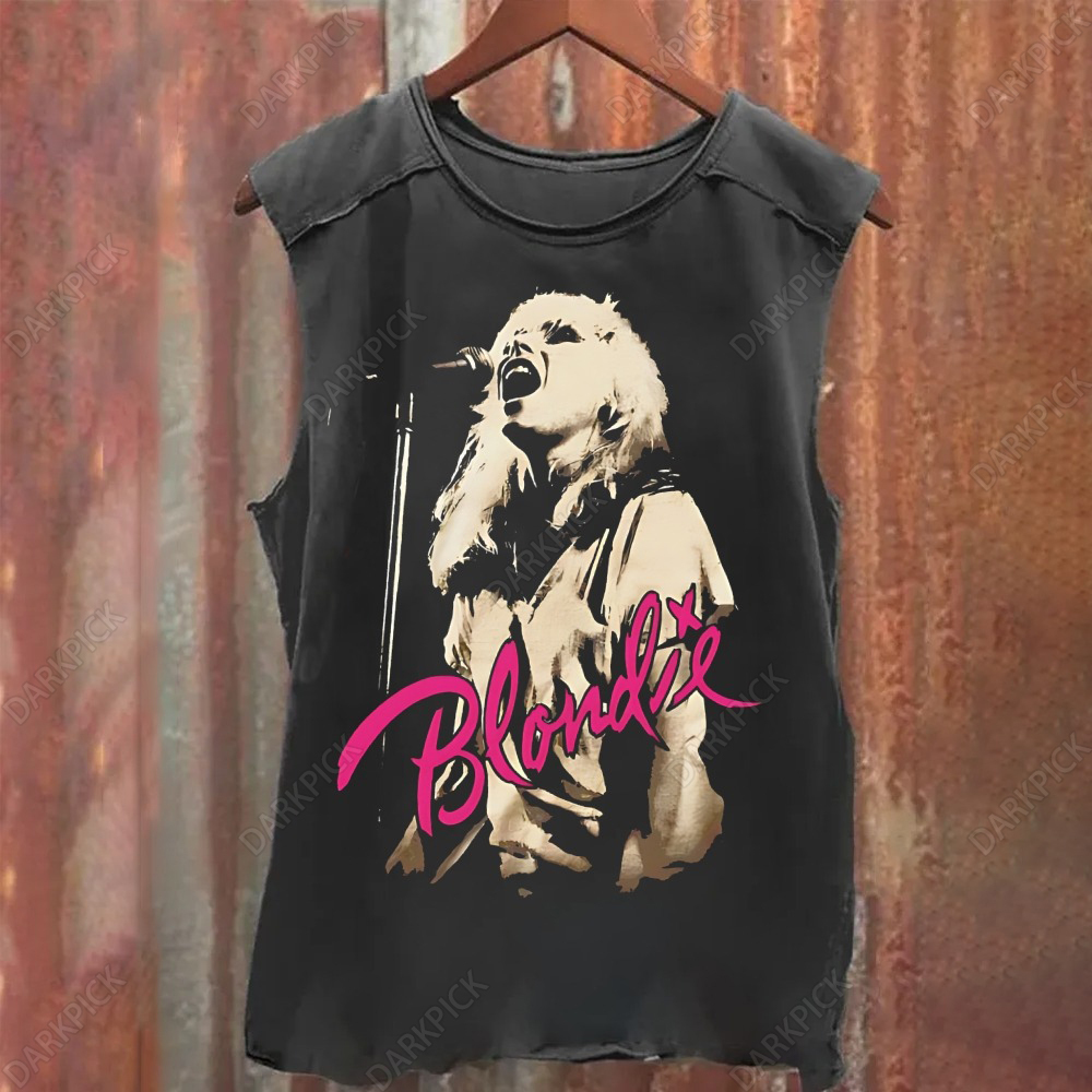 Unisex Vintage Washed Blondie Punk Rock Band Tank Top