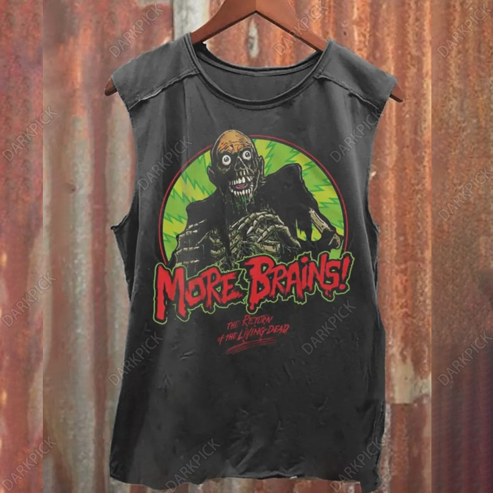 Unisex More Brains Print Casual 100% Cotton Tank Top