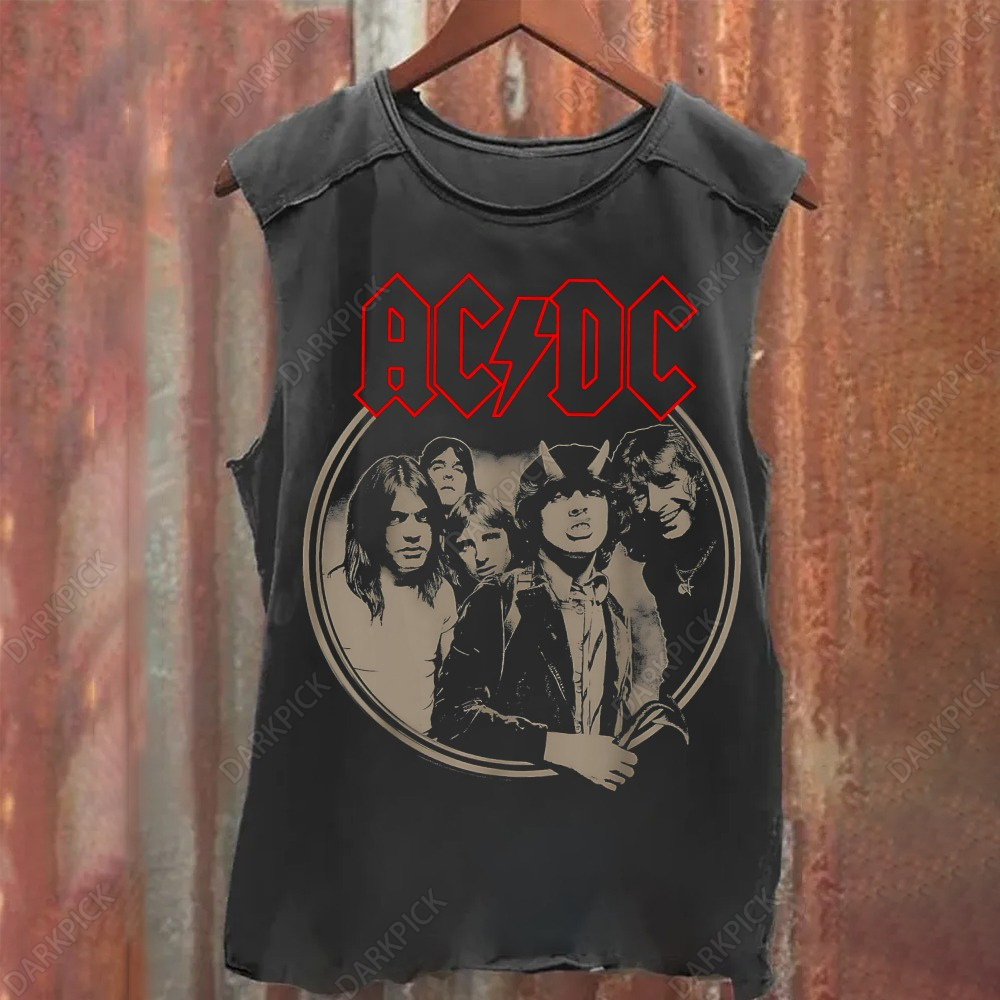 Unisex Vintage Washed ACDC Tank Top
