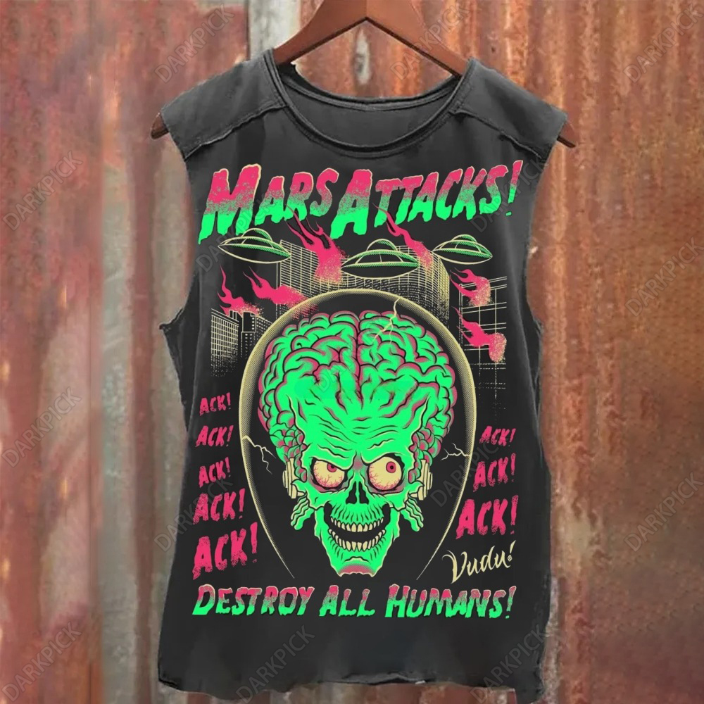 Unisex Vintage Washed Mars Attacks Tank Top
