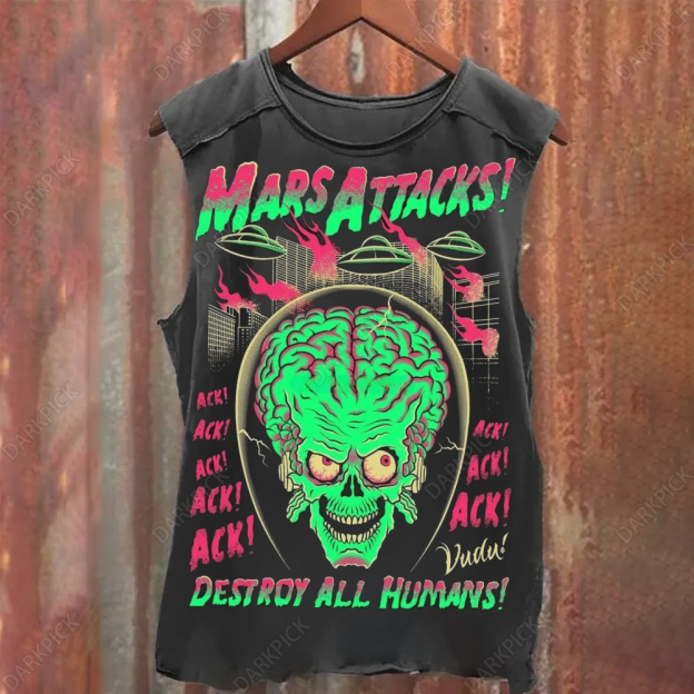 Unisex Vintage Washed Mars Attacks  Tank Top