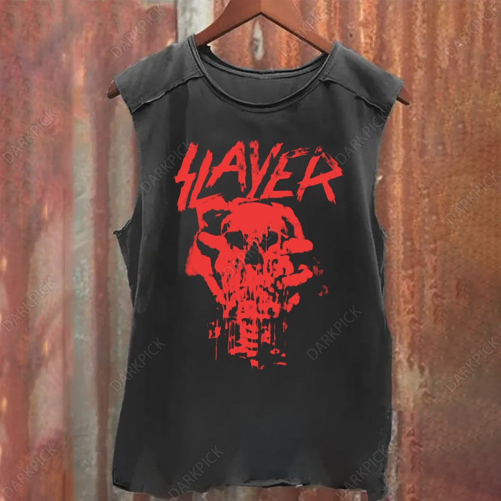 Unisex Vintage Washed Slayer Band Tank Top