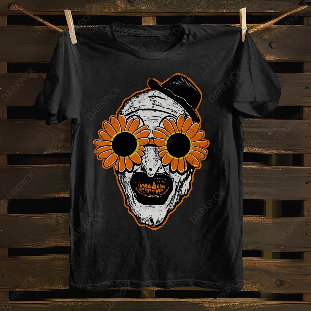 Unisex cotton Terrifier Sunflower Glasses Clown T-shirt