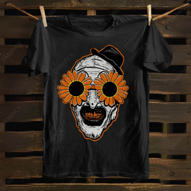 Unisex cotton Terrifier Sunflower Glasses Clown T-shirt