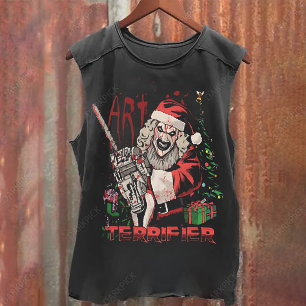 Unisex Vintage Washed Terrifier Horror Movie Christmas Tank Top