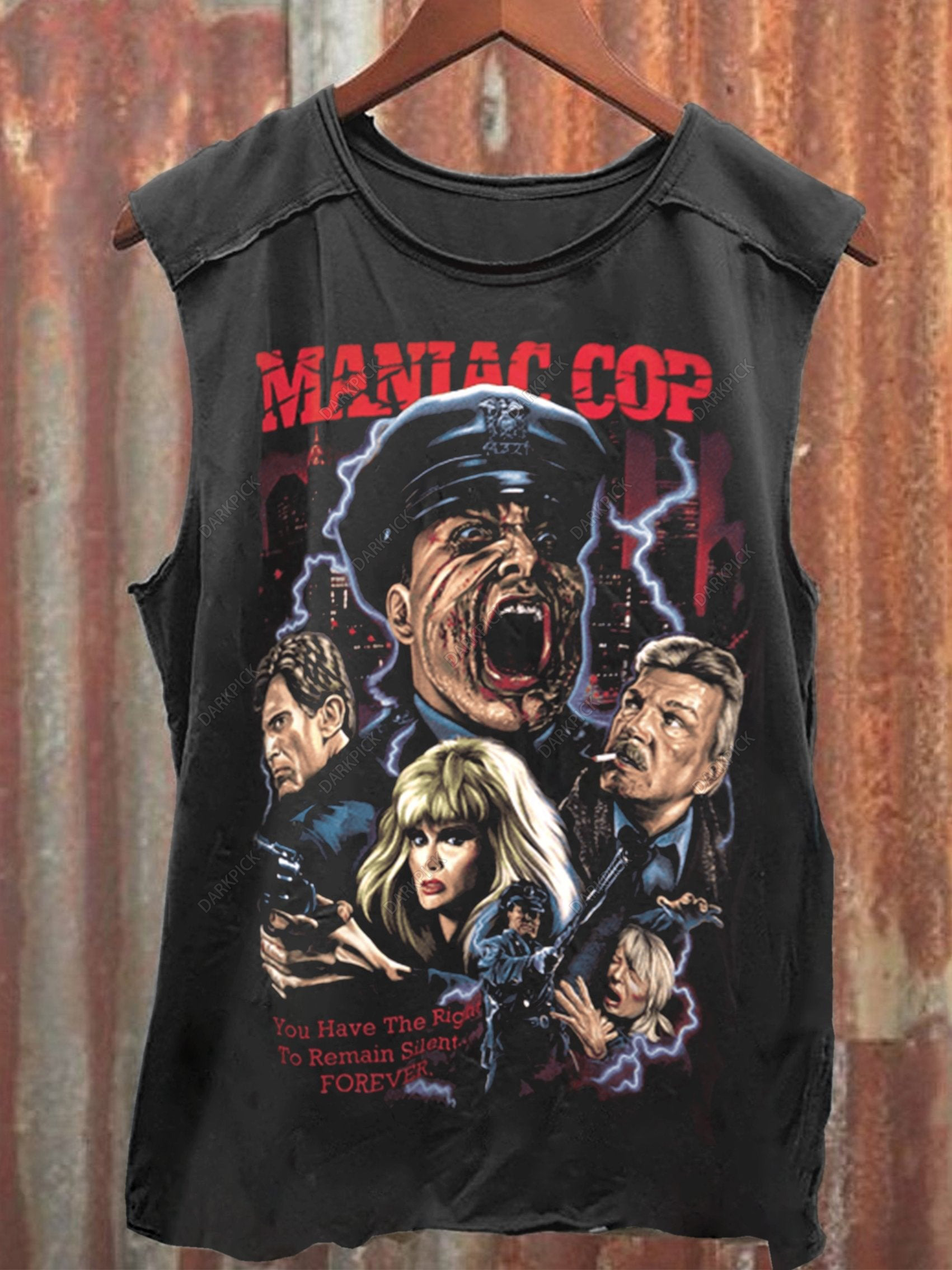 Unisex  Washed  Horror Movie Maniac Cop  Print Tank Top