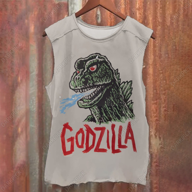 Unisex Casual Godzilla Printed Tank Top