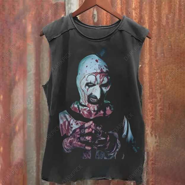 Unisex Vintage Washed Terrifier Bloody Clown Tank Top