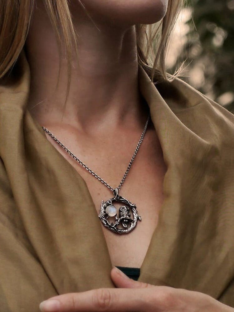 Gothic Necklace Owl Geometric-shaped Vintage Necklace