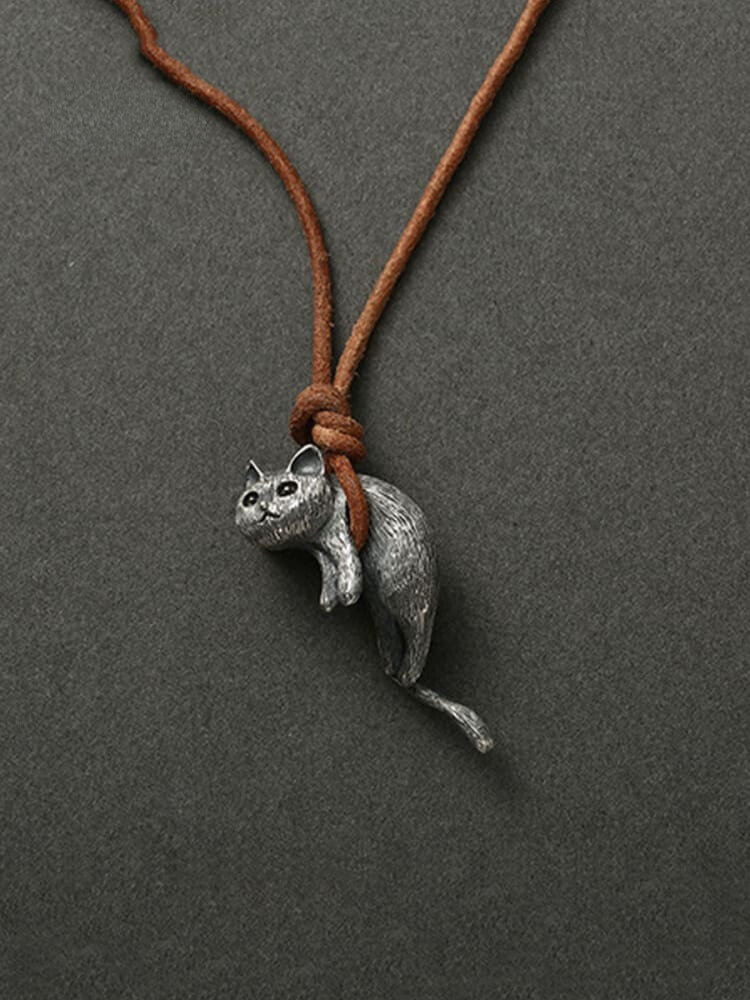 Cute Cat Metal Necklace For Men And Women