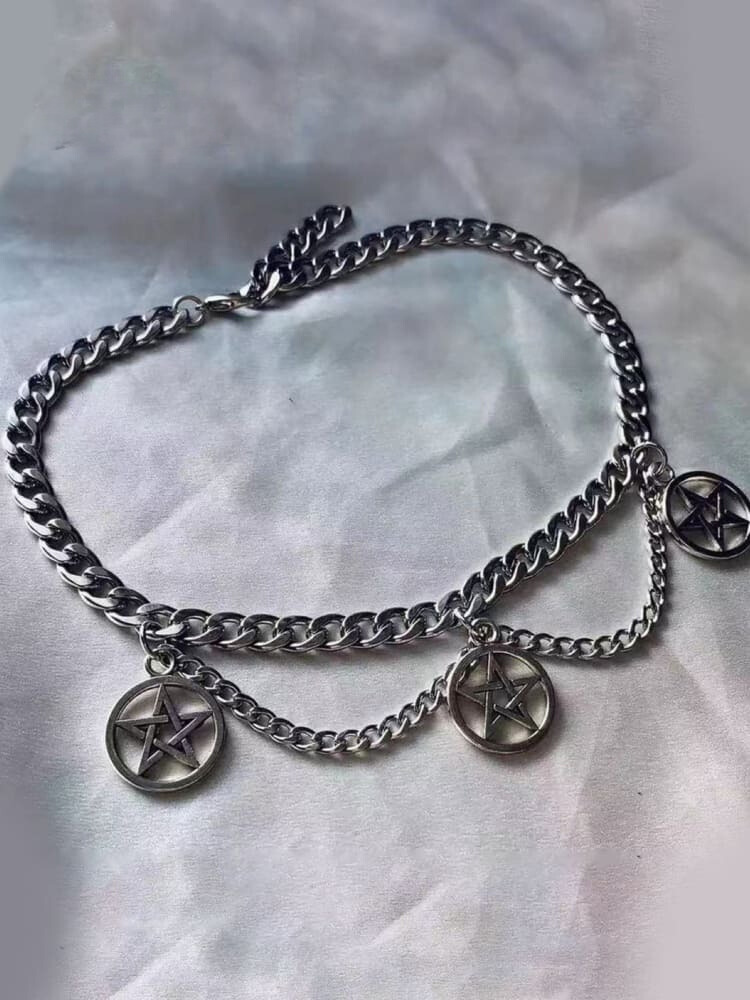 Woman Punk Pentagram Necklace